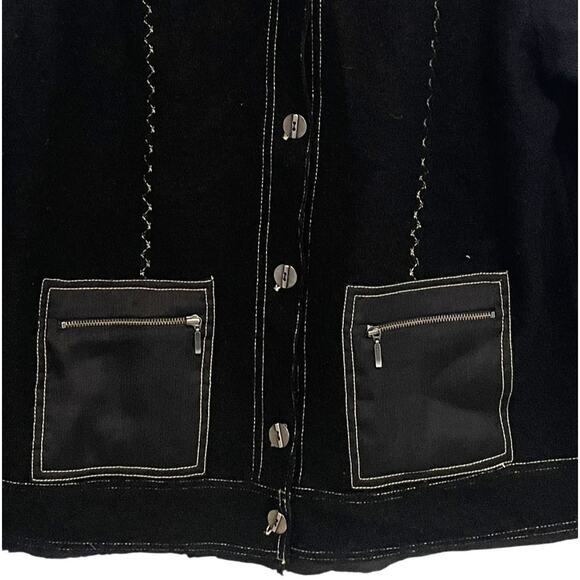 Chico's Vintage Black Wool Cardigan Size 1 (Womens Small) Mixed Media Topper - Picture 2 of 7